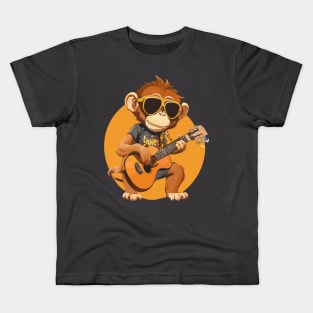 Monkey Play Guitar Kids T-Shirt